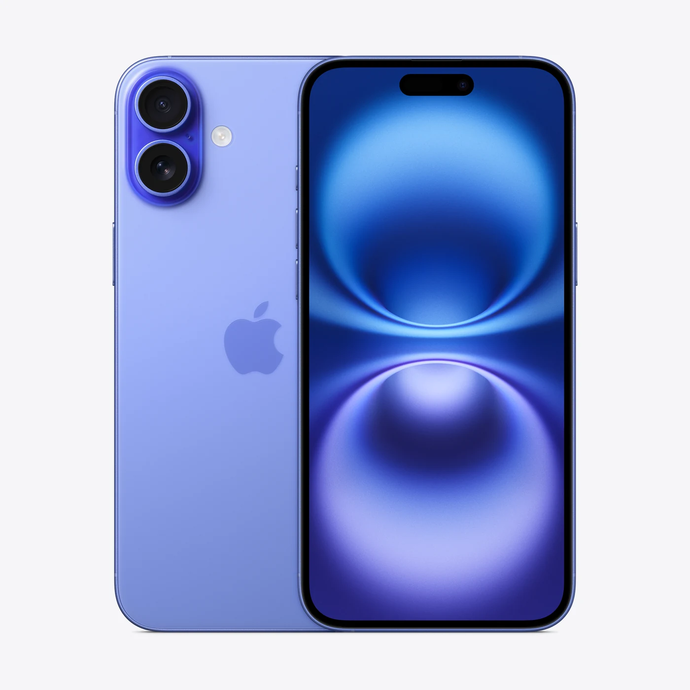 iPhone 16 Plus en ultramar, vista trasera y frontal