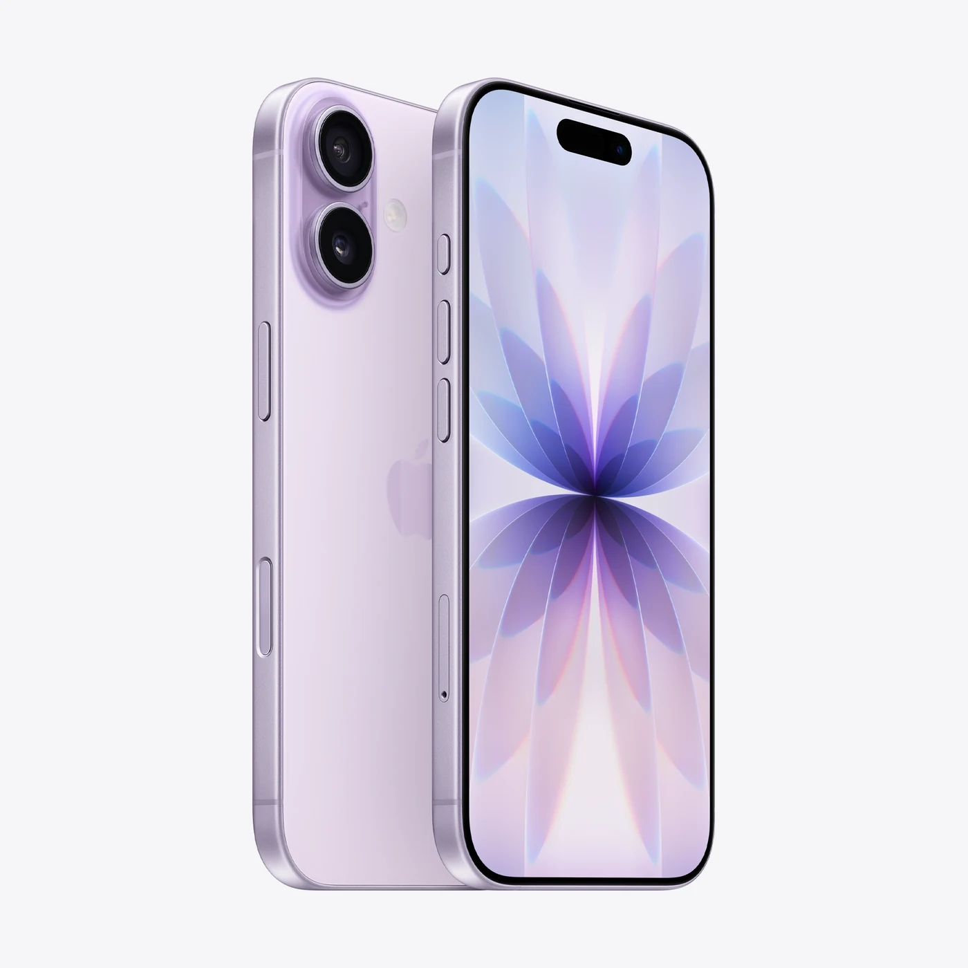 iPhone 17 en lavanda, vista trasera y frontal