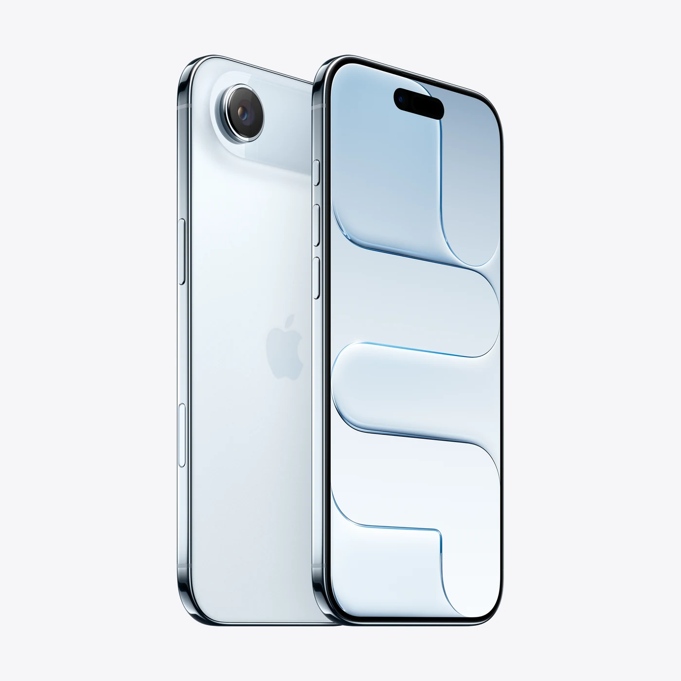 iPhone Air en azul cielo, vista trasera y frontal